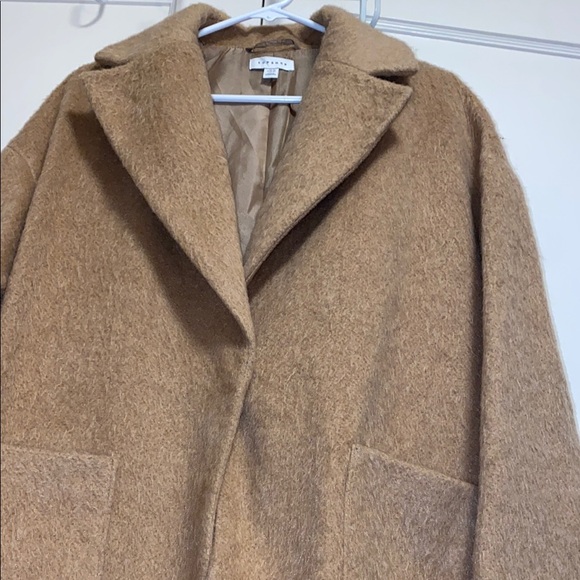 Topshop Size 6 Tan Teddy Jacket with Oversized Fit and Wide Lapels - Picture 16 of 16